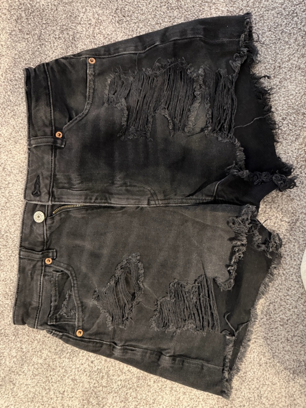 American Eagle Outfitters Black Denim Shorts with Copper Rivets